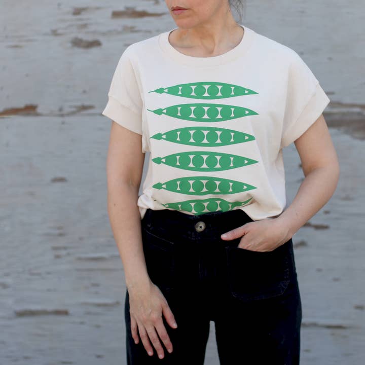Blackbird Supply Co. - Wholesale T-shirt met print - Dames - Groene Erwten In Een Peul Tuinieren Losvallend Boxy T-shirt Natuurlijk1