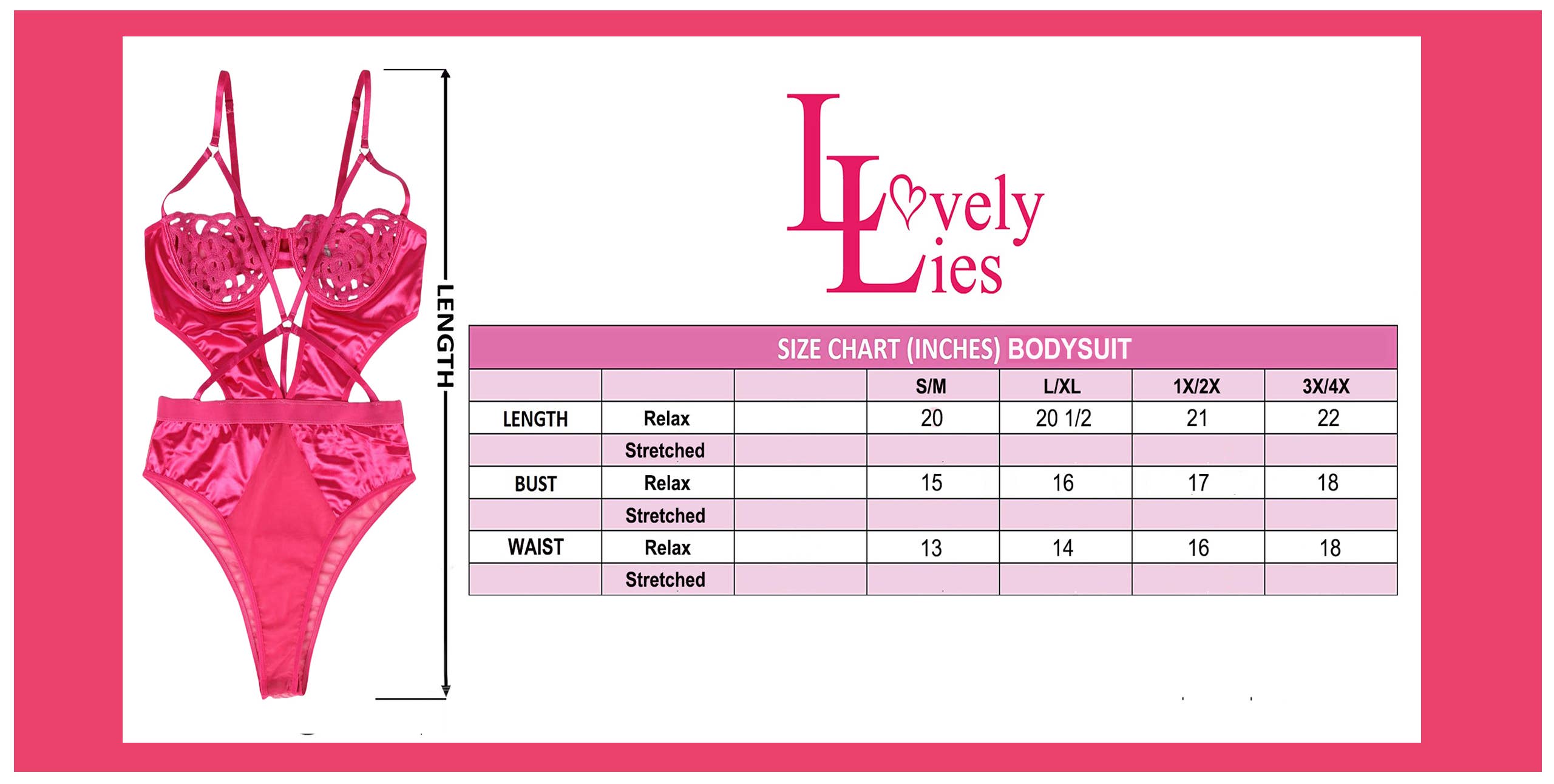 Lovely Lies – Engroshandel Bodysuit undertøj - Dame – Sort eller pink bodysuit teddy i mesh og satin med detaljer ved brystet7