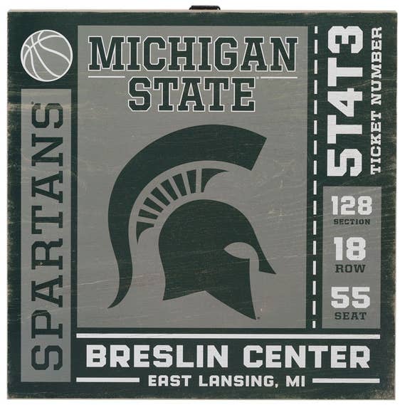 Michigan State University Ticket Wood Wall Decor for wholesale by Open Road Brands, LLC
