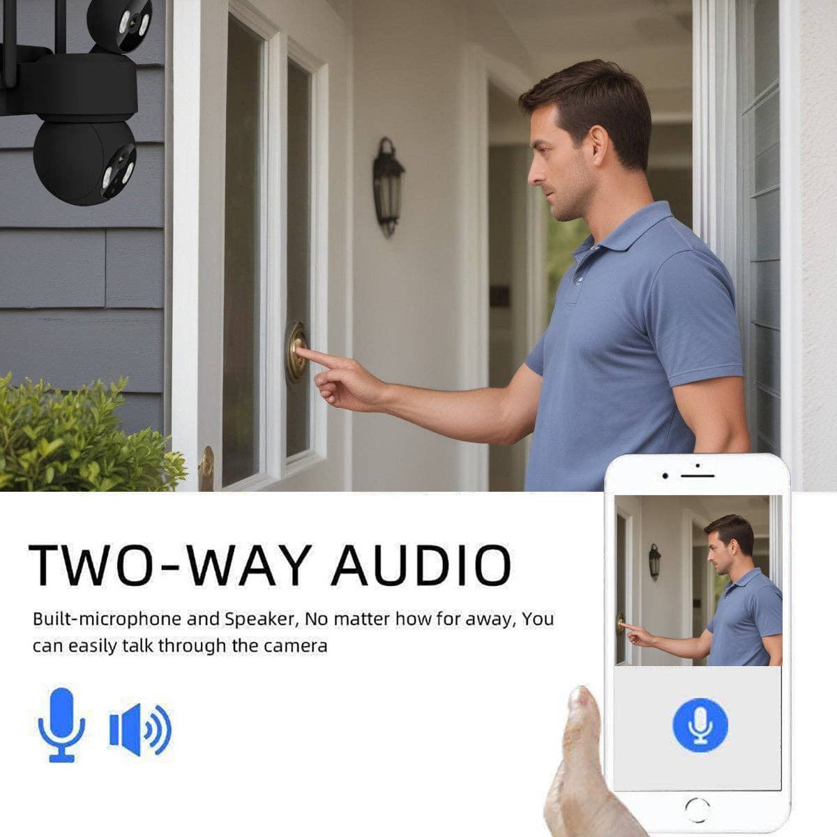 ENER-J - Vente Lampe d'extérieur/de jardin - Caméra IP Dôme Extérieure Double Lentille Wi-Fi Intelligente IP654