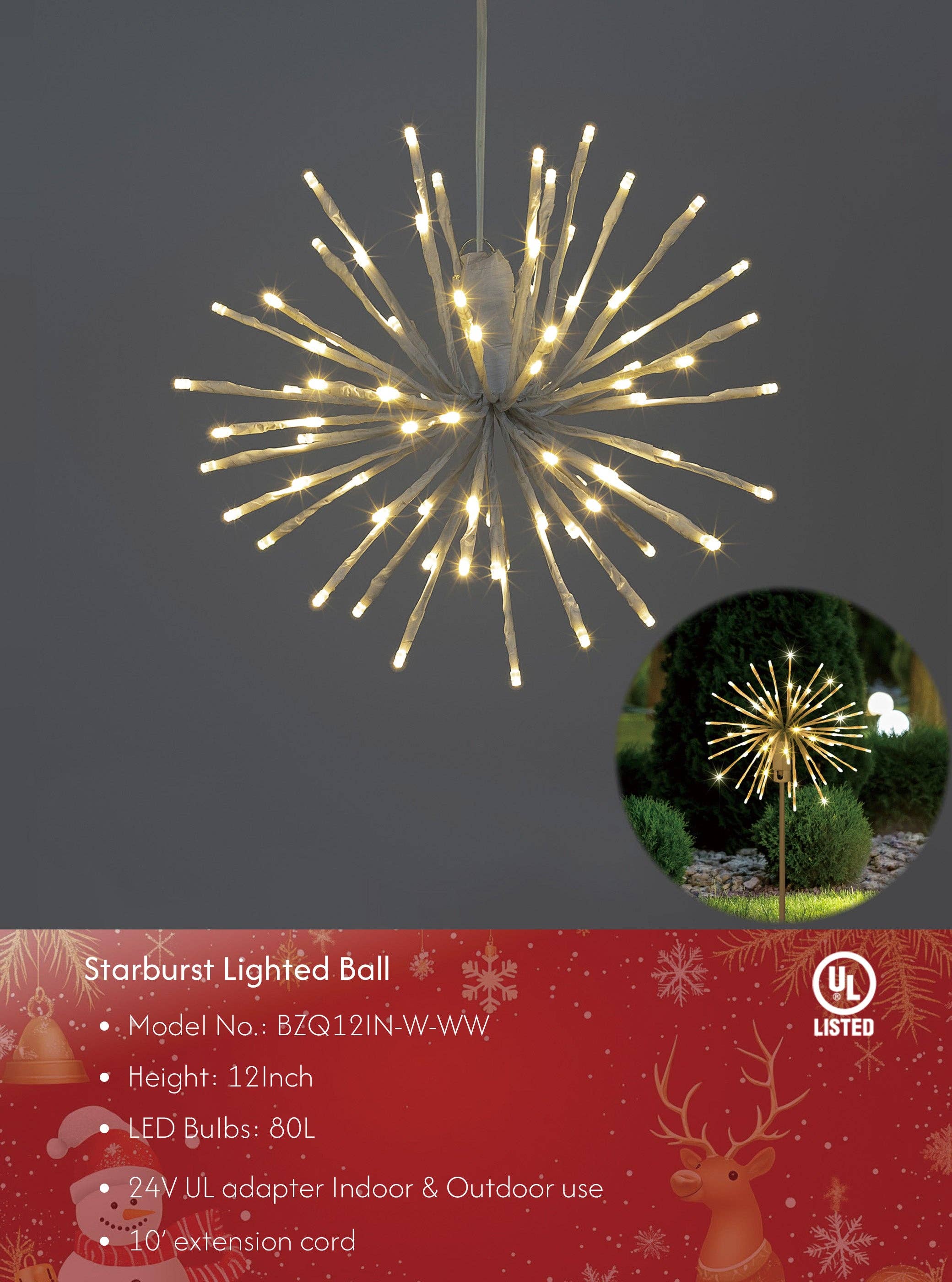 LIGHTSHARE - Wholesale Outdoor/Lawn Light - Starburst Light Lighted Ball LED Firework Lights White Twink59