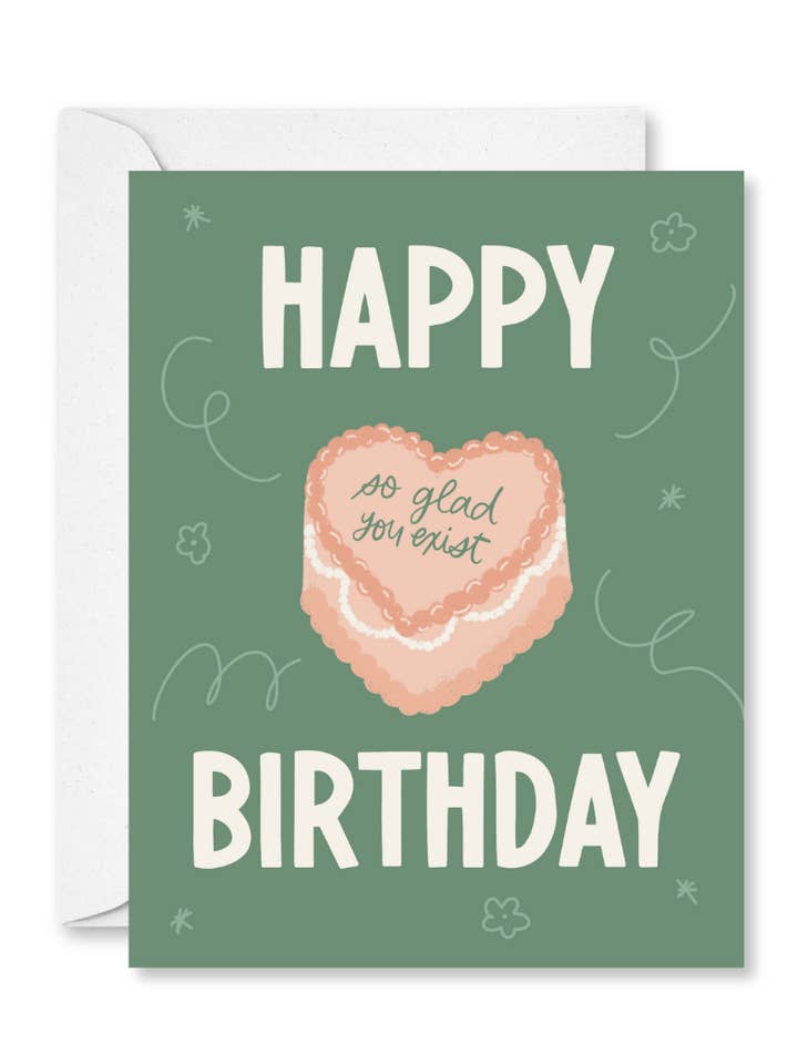 Birthday Vintage Cake Greeting Sticker Card for wholesale by Created By Christine