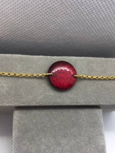 Gold plated velvet red bracelet for wholesale by La Chaumière à Bijoux