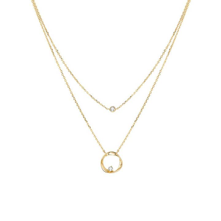 Collar FANCIME de oro amarillo de 14 quilates con capas circulares y de diamantes para venta al por mayor de Fanci Me Jewelry