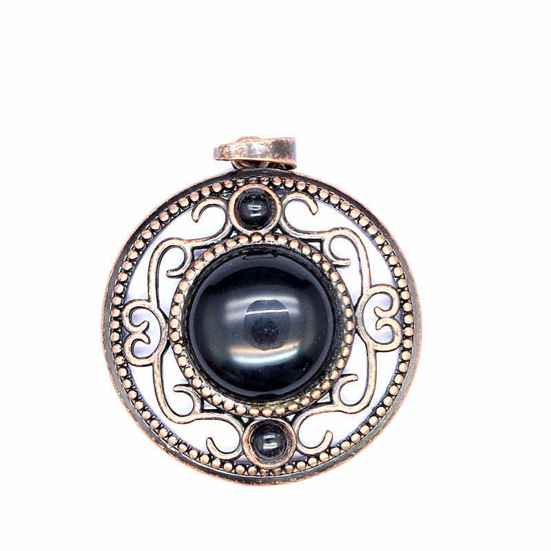 Mio Queena - Wholesale Individual Charm/Pendant - Vintage Natural Stone Hollow Circular Charm  Pendant - CS14