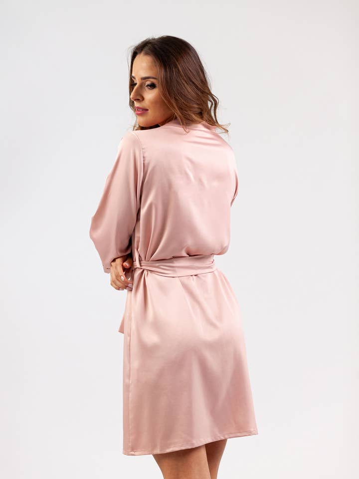 Rose Silky Satin Robe for wholesale by Mira Sleepwear