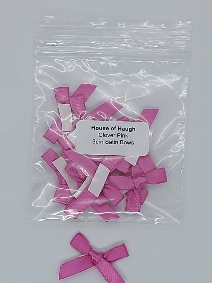10 X 3cm Satin Buer Kløver Pink for engroshandel hos House of Haugh Craft Supplies
