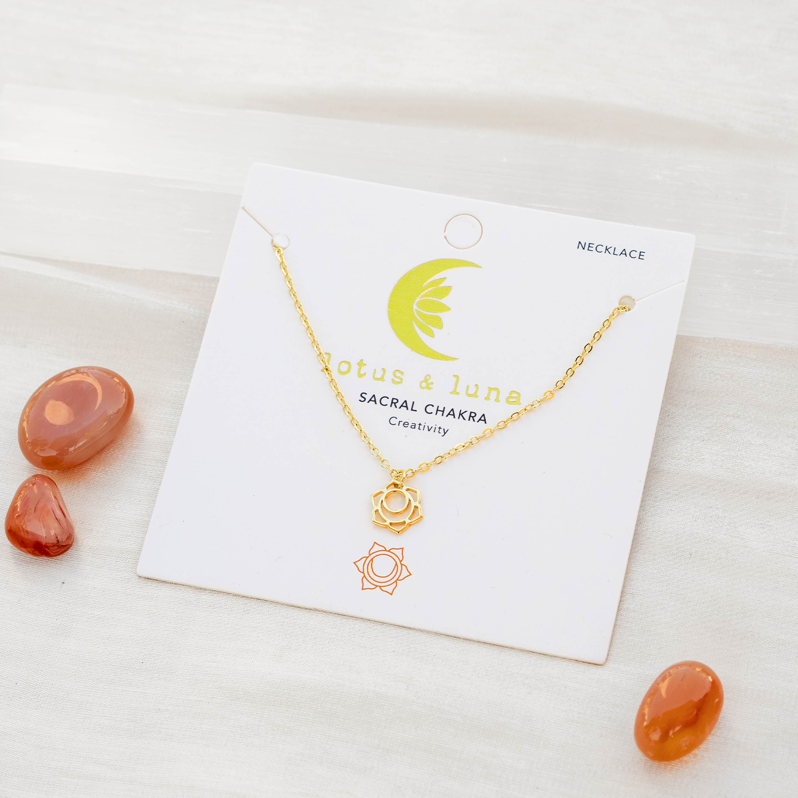 Lotus and Luna - Wholesale Pendant/Charm Necklace - Gold Sacral Chakra Necklace3