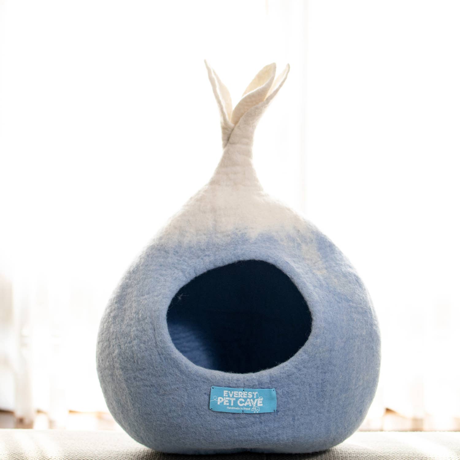 Everest Pet Supply & Gifts - Wholesale Pet Cave - Cat/Dog - Cat Cave Small Blue-White Mix, 100% Wool, Felted, Handmade2
