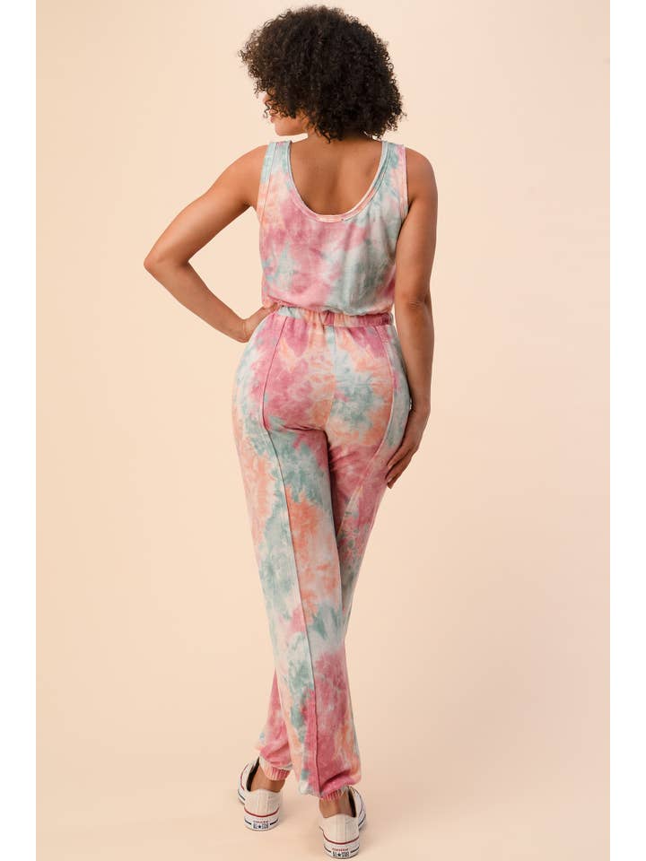 Combo rose SP4600920 - COMBINAISON SANS MANCHES EN TISSU ÉPONGE TIE DYE en vente sur Faire3
