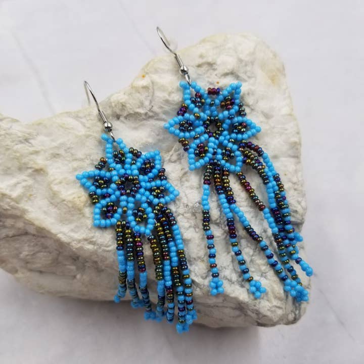 Flower Seed Bead Fringe Earrings for wholesale by The Pretty Jewellery