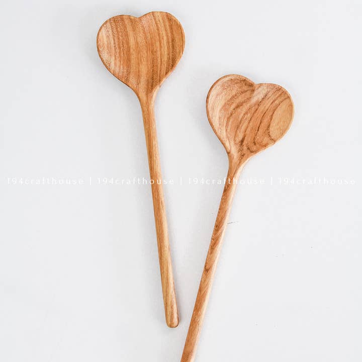 194 Craft House - Wholesale Kitchen Spoon - Large Wooden Heart Shaped Spoons - Home Decor & Gifts