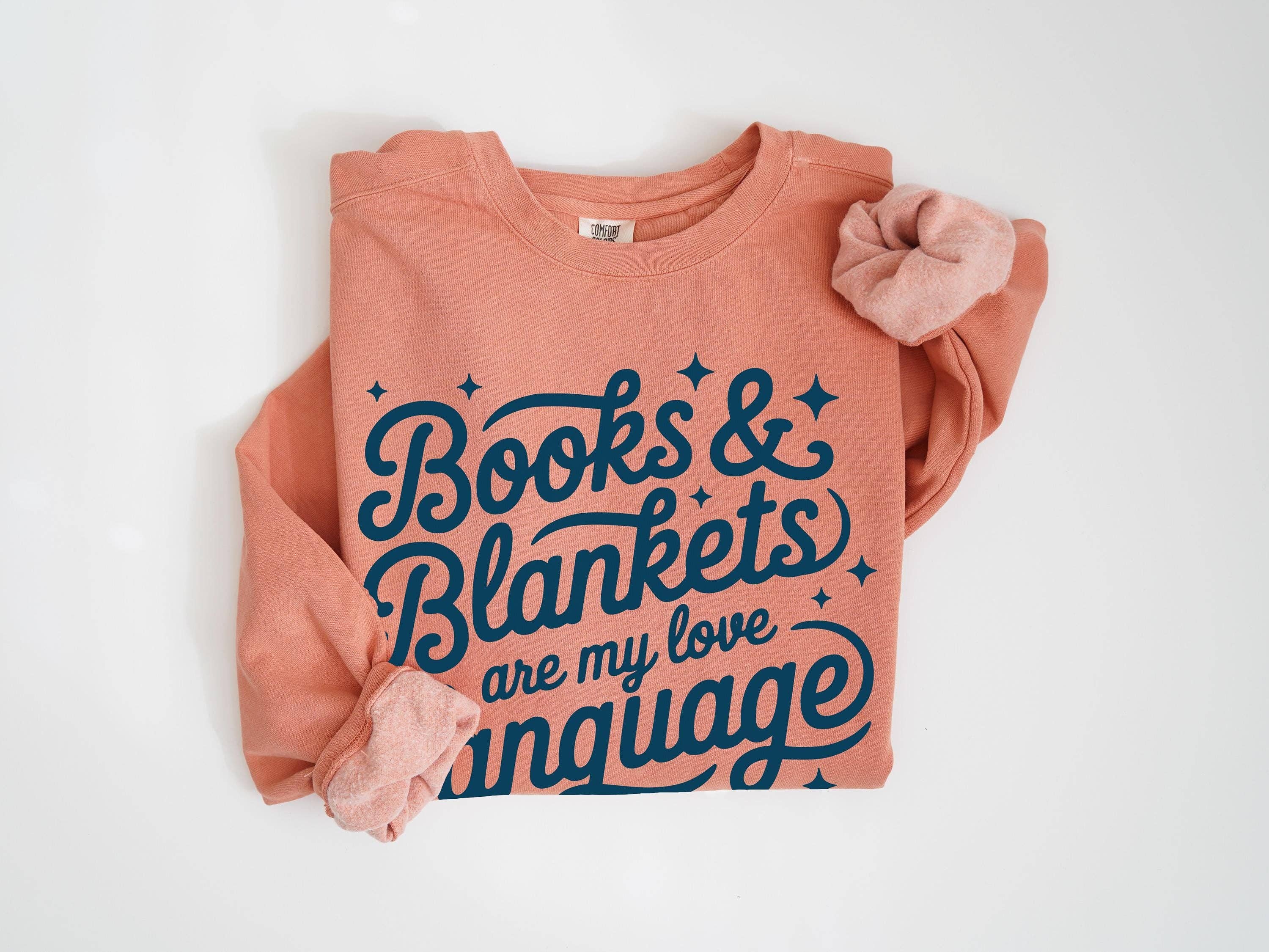 Keen Bee Studio - Wholesale Graphic Sweatshirt - Women's - Books & Blankets Are My Love Language Heavyweight Garment-Dyed Sweatshirt4