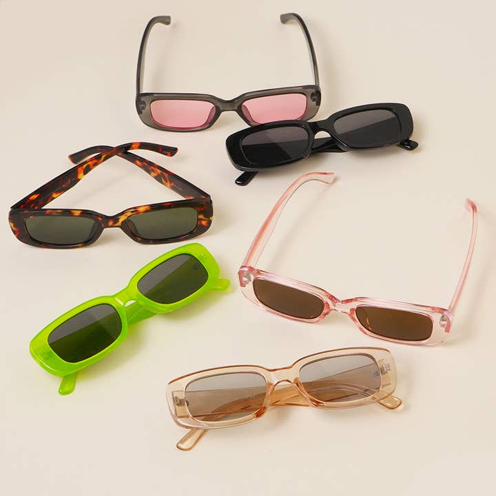 12 ASSORTEREDE FARVER Rektangel Acetat Fashion Diverse Solbriller for engroshandel på Faire