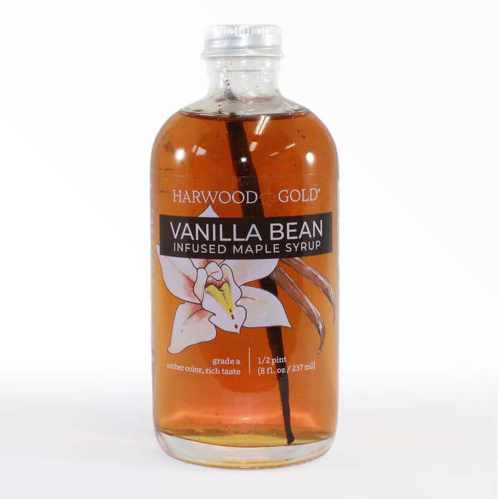 8oz - Vanilla Bean Infused Maple Syrup for wholesale by Harwood Gold