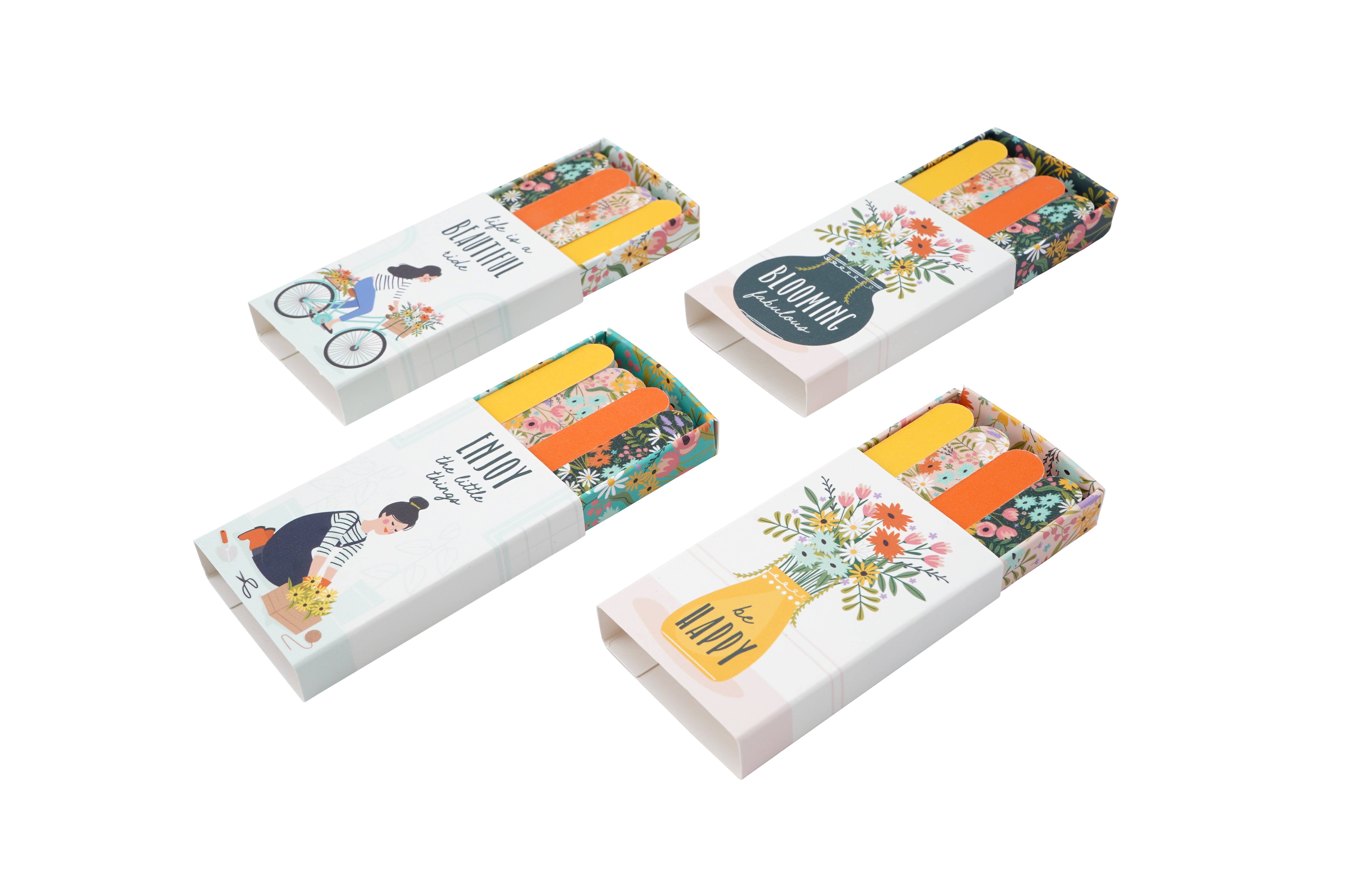 CGB Giftware - Wholesale Nail File - The Flower Market 4 Matchbox Nail Files In Display3