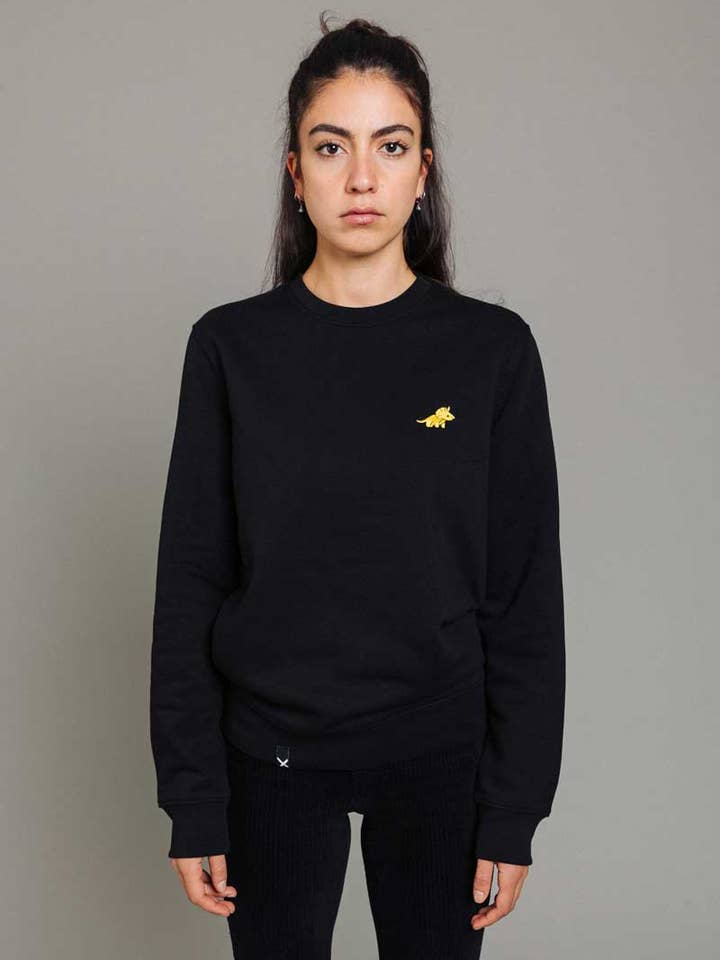 Sudadera dinosaurio unisex HORNY negra para venta al por mayor de KREUZUEBER