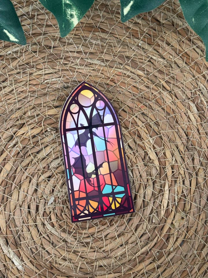 Red Stained Glass Dragon Sticker for wholesale by Nordic Book Adventure