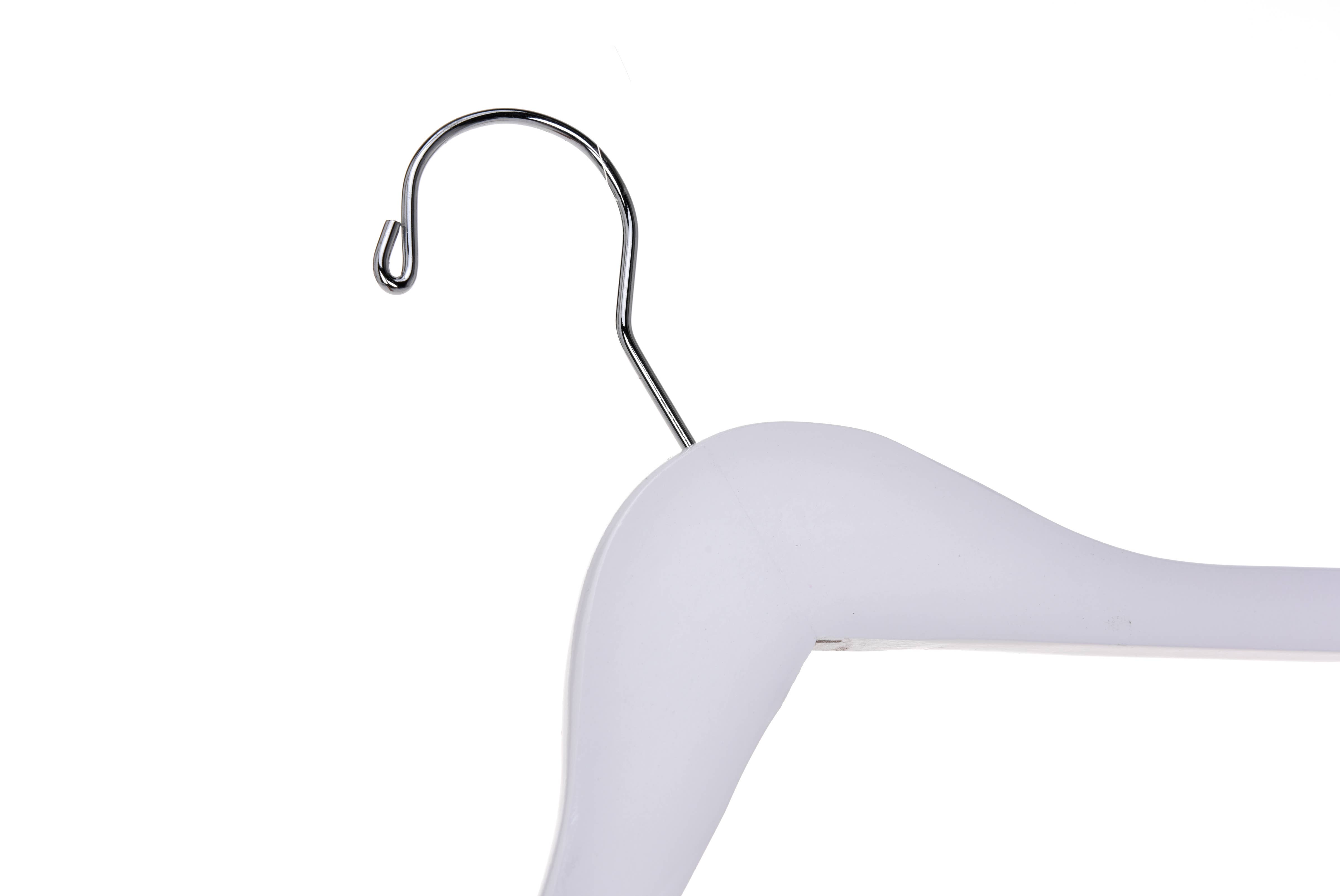 Quality Hangers - Vente Cintres - Cintre en bois semi-incurvé W040, 17,5 pouces, blanc - 806