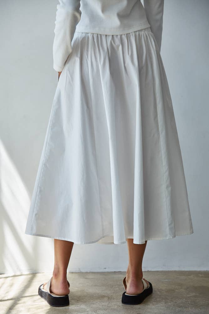 By Together - Wholesale Skirt - Women's - L8829B | Woven Cotton Elastic Waist Flare Midi Skirt 8