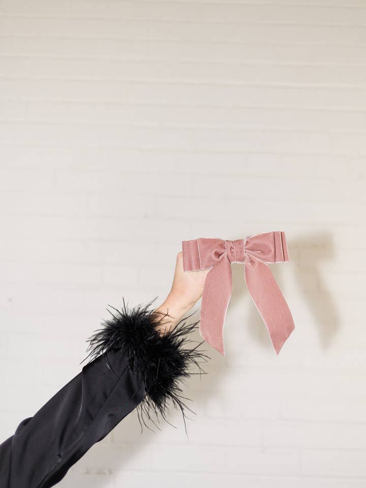 Luxe Velvet Oversized Hair Bow Barrette | Grace Bow for wholesale by Grace & Grandeur