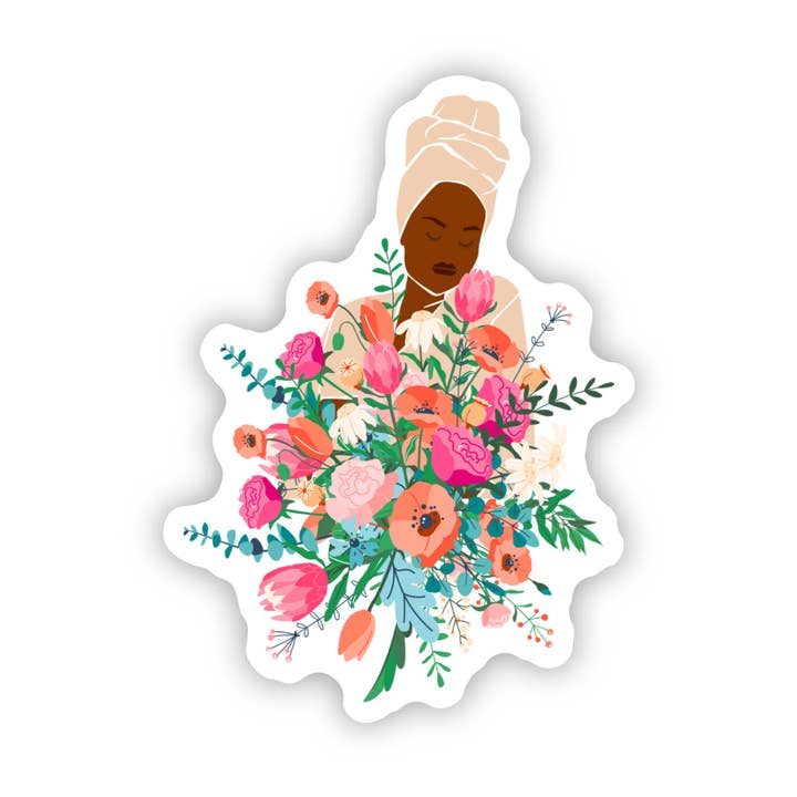 Bloom | Black Woman | Abundance Stickers | Flowers for wholesale by CheerNotes Greeting Cards & Stationery