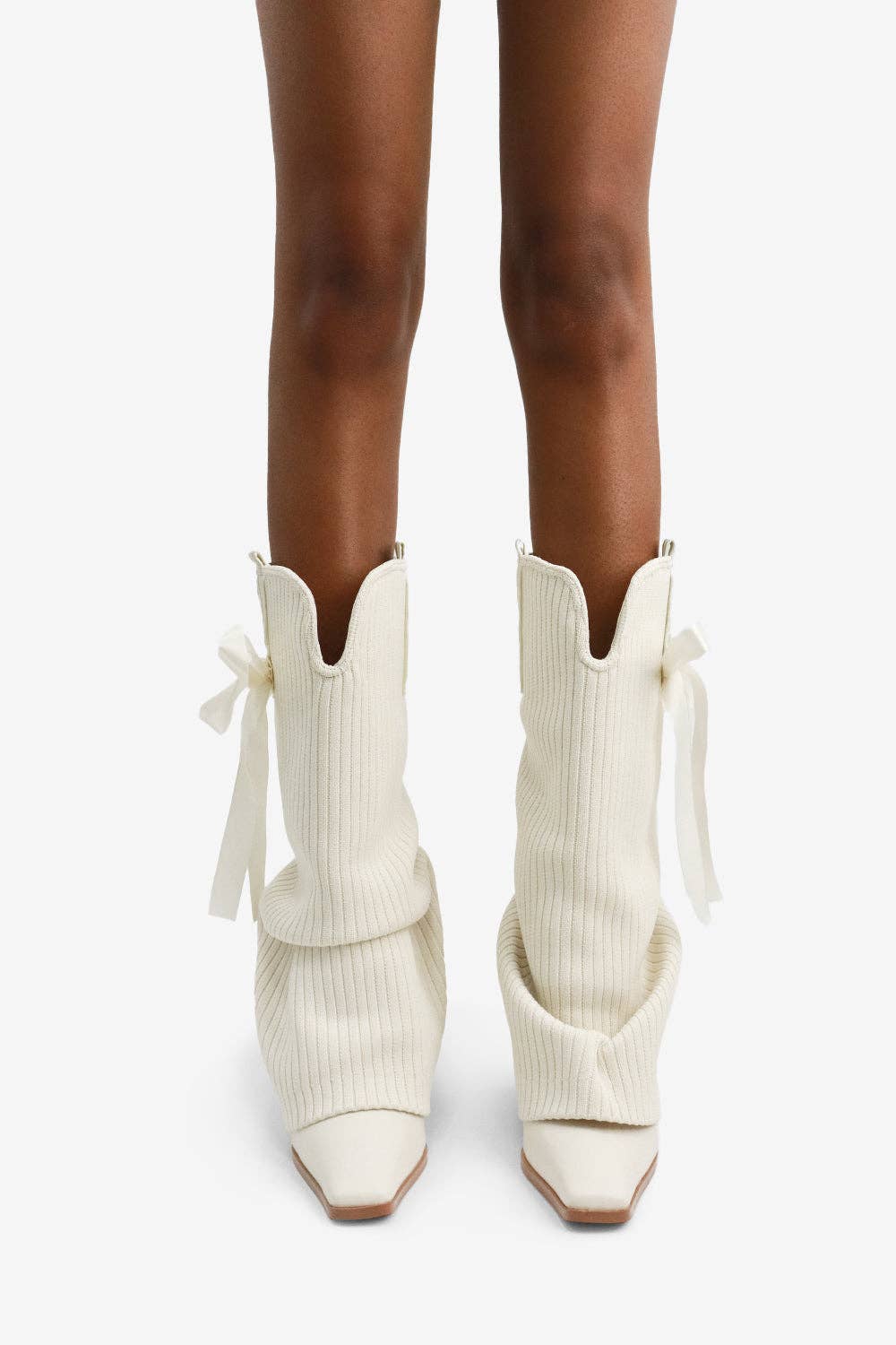 Lemonade Shoes - Wholesale Boots – Women’s - CODE WORDS - Chic & Cozy Coquette Boot, Satin Bow, Rib Knit10