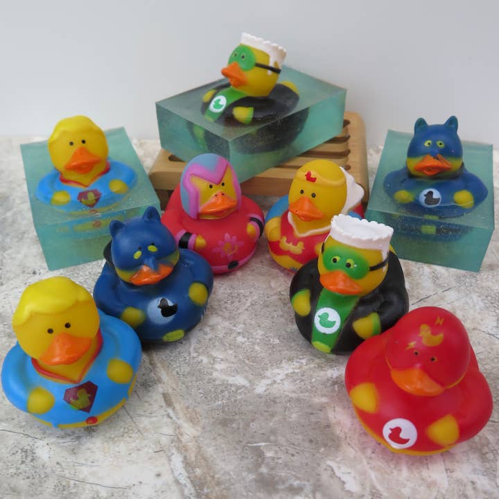 Superhero Duck Soap (Fragrance free & Vegan Friendly) for wholesale by Handmade by Tink