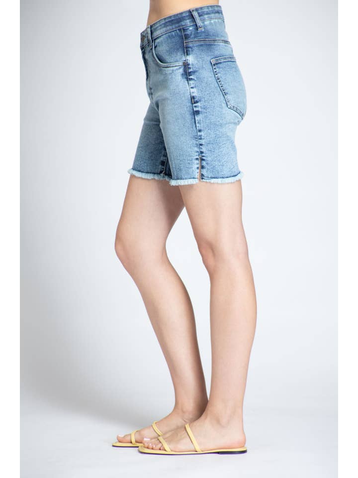 City Short WithFrayed Hem - Medium Indigo for wholesale on Faire