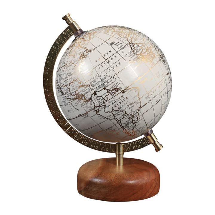 Sagebrook Home - Wholesale Desk Globe - Resin Wood Base Globe Sculpture - Natural, 10 in.5
