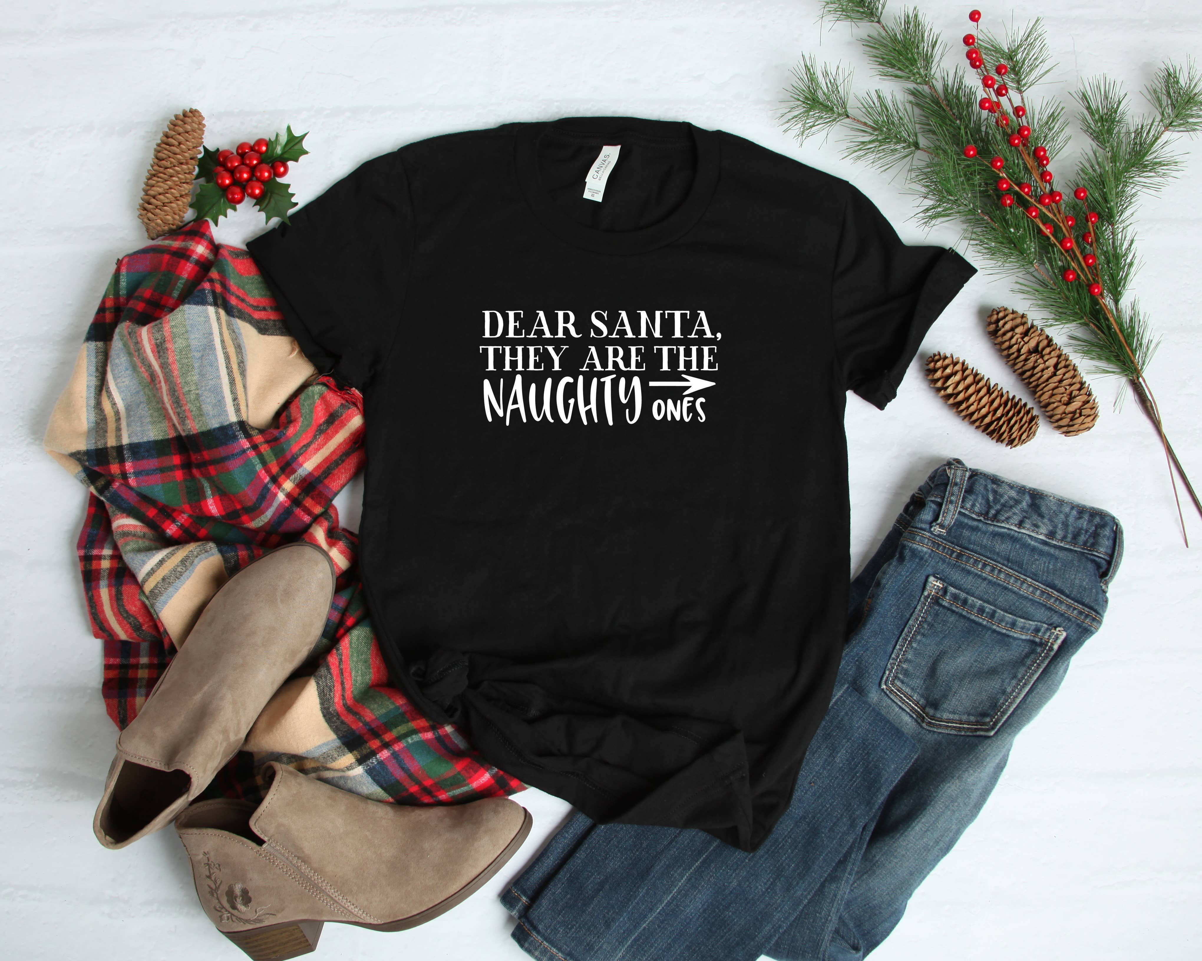 My Bella Vida Inc. - Wholesale Screen Printed T-Shirt - Women's - Dear Santa, They are the Naughty Ones Funny Christmas Shirt0