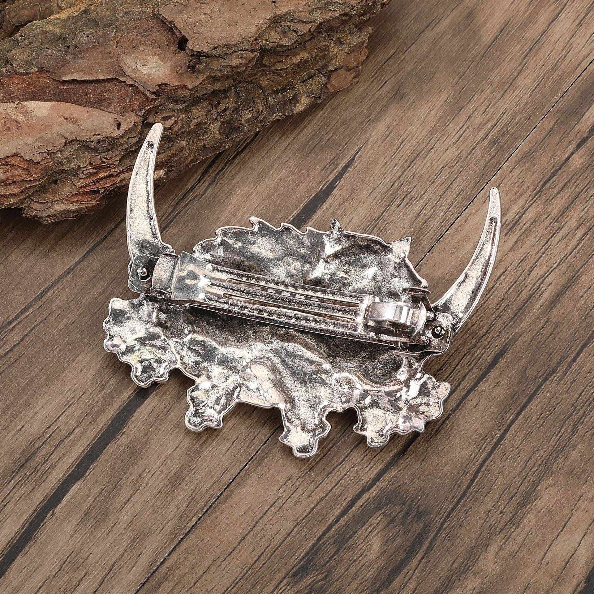 Silver Viking Retro Moon Wolf Hair Clip Fashion Jewelry for wholesale on Faire2