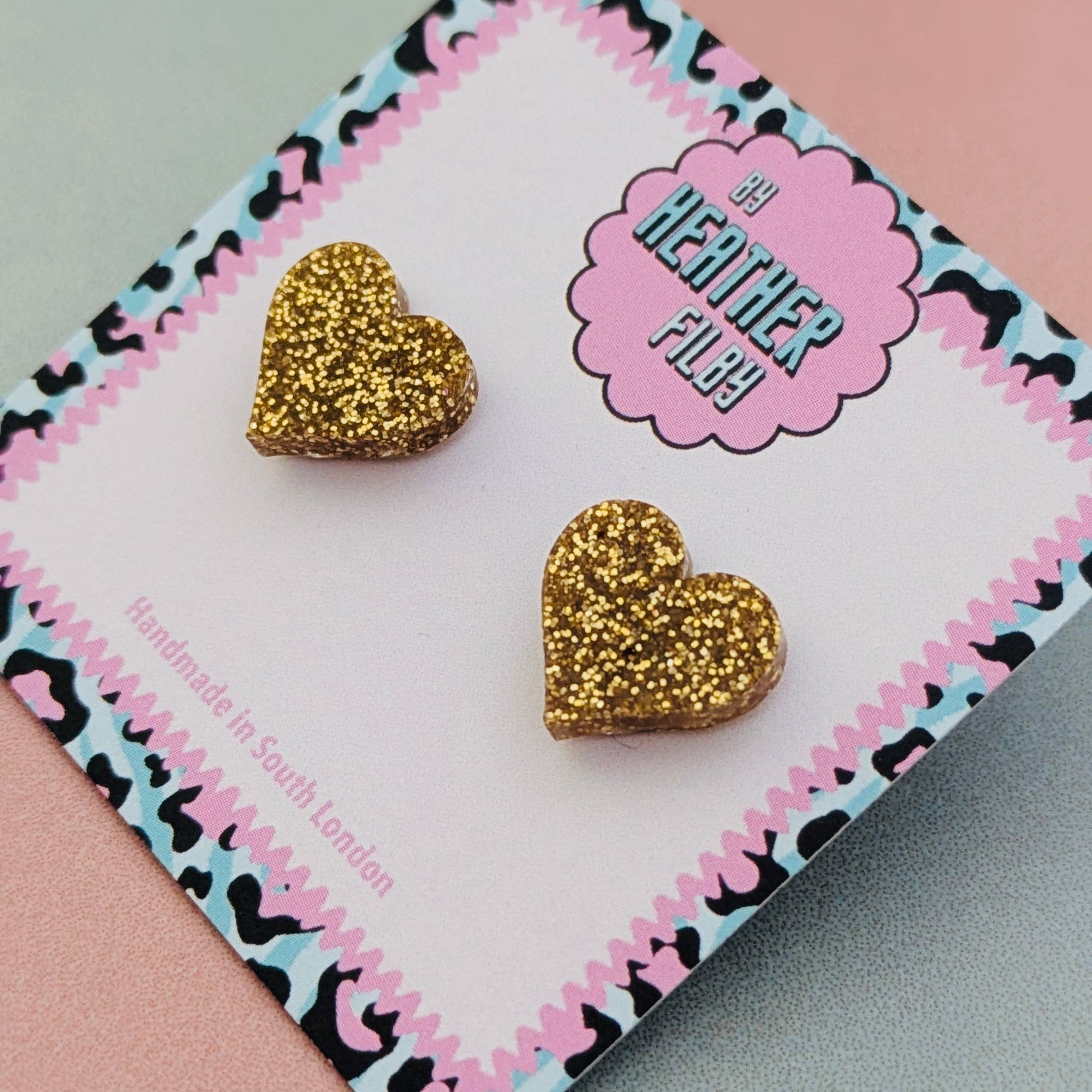 By Heather Filby – wholesale Stud/post earrings – Heart Stud Glitter Earrings (MORE COLOURS) - Best Seller11
