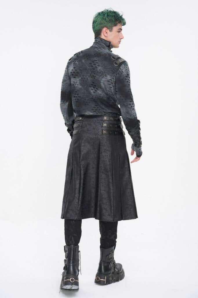 Black SKT186 - PU pleather kilt with chains for wholesale on Faire3