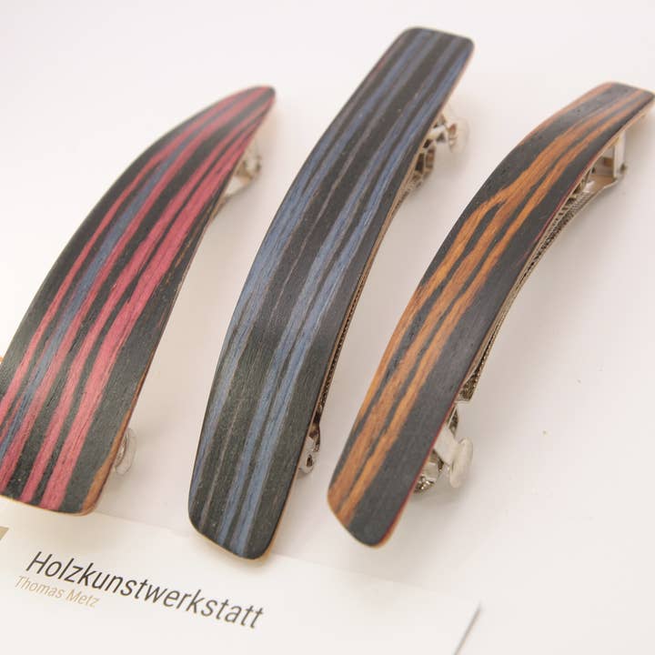 Holzkunstwerkstatt - Wholesale Hair Clip - Women's - wooden hair clip, MAXI size (95mm), colorful veneers3