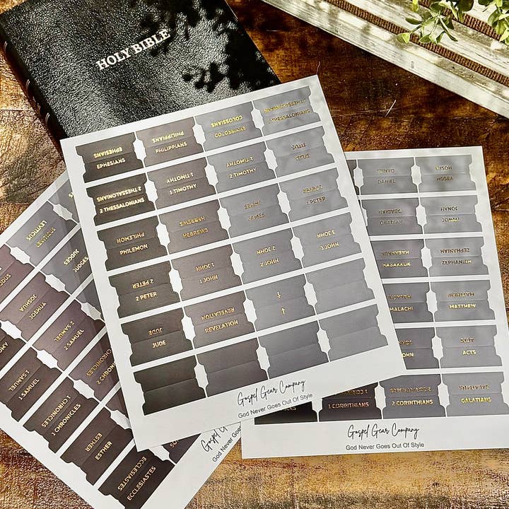 Gospel Gear Co - Wholesale Bookmark - Gold Foil Smoky Coal Matte Bible Tabs2