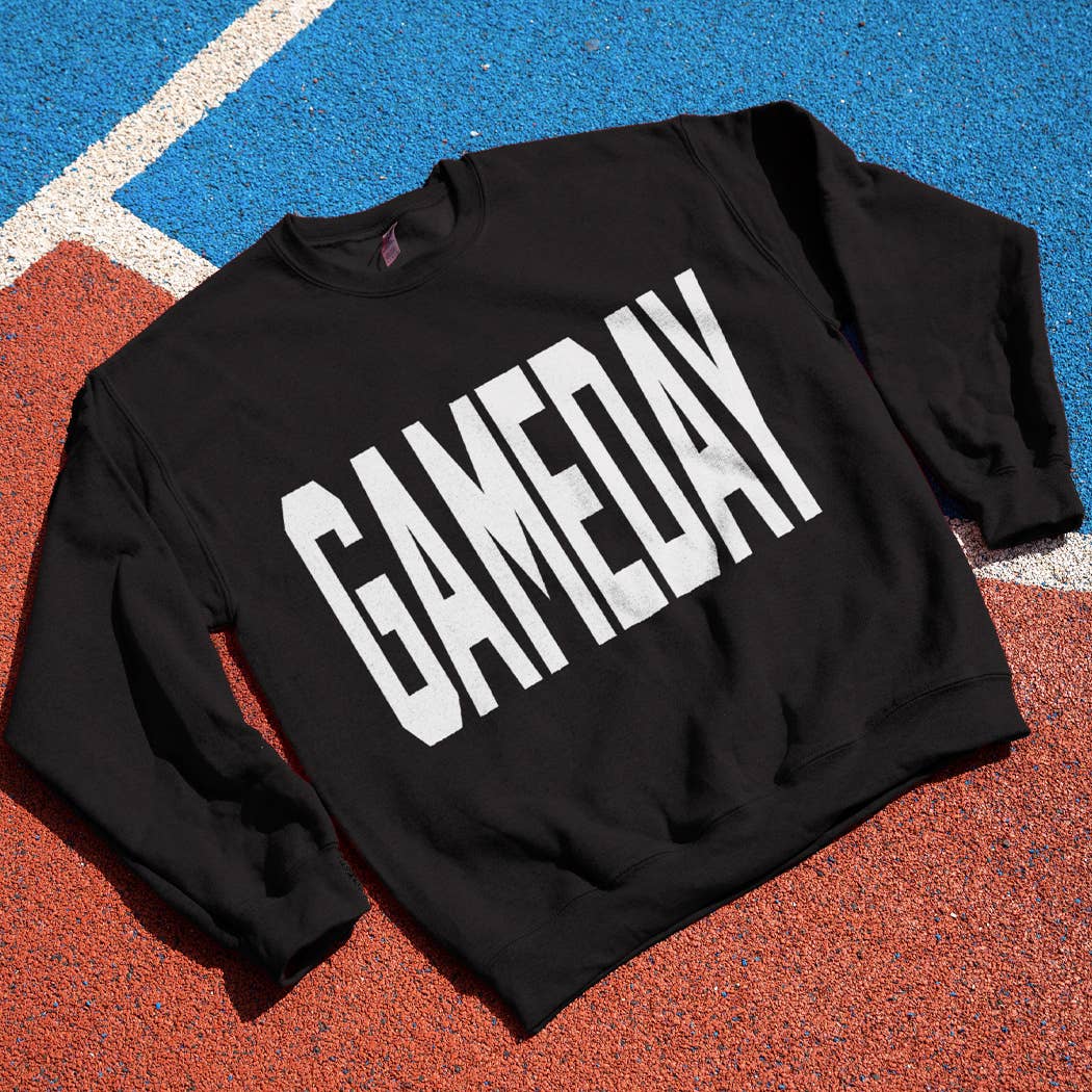 Fashion City - Wholesale Graphic Sweatshirt - Unisex - GAMEDAY Text OVERSIZE Logo Print Fleece Sweatshirt0