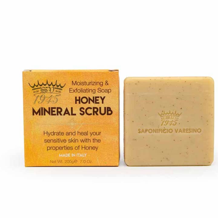 Honey Mineral Scrub Bar Soap for wholesale by Saponificio Varesino 1945