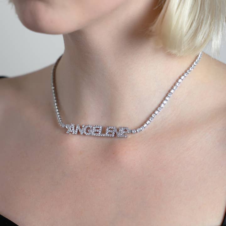 The Sis Kiss - Wholesale Pendant/Charm Necklace - Customized Tennis Chain Nameplate Necklace (Single)