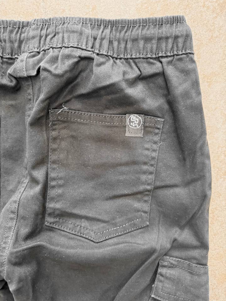 Charcoal Boy's Pull-On Twill Cargo Jogger Pants (Charcoal) for wholesale on Faire5