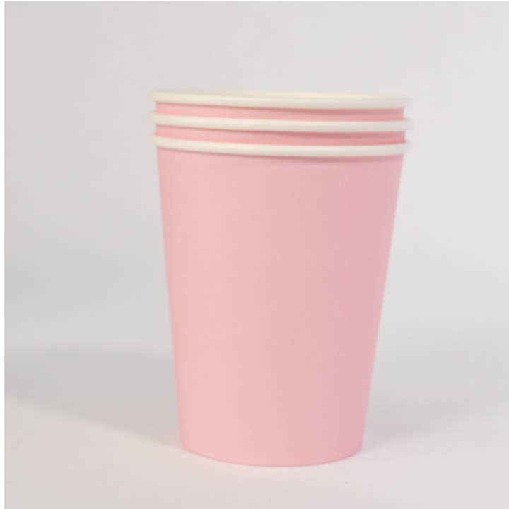 Pink Solid Paper Cups – 9 oz Disposable for wholesale by Joy Ladder LLC