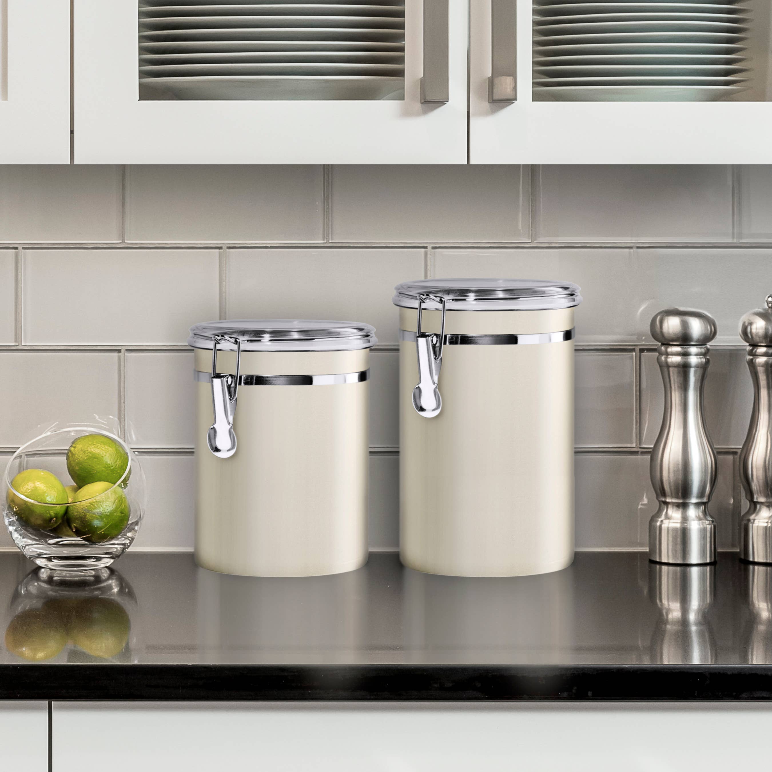 Oggi - Wholesale Canister - Food Canister - Stainless Steel & Clear Lid (7.5" H, 62 oz)5