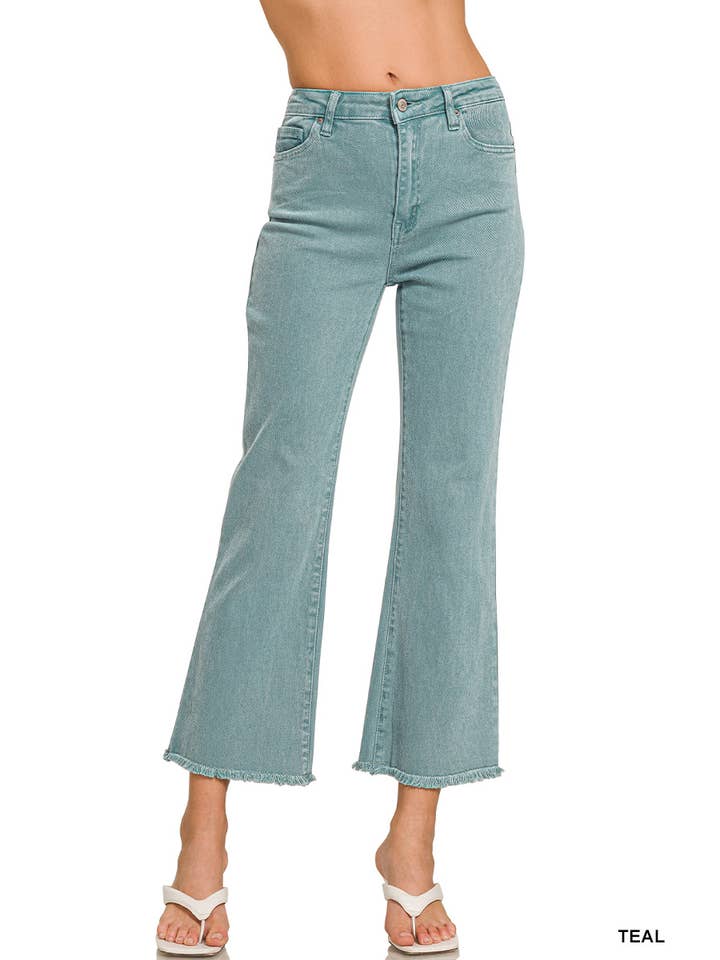 Vanilla Monkey - Wholesale Pants - Women's - Acid Washed High Waist Frayed Hem Bootcut Pants3