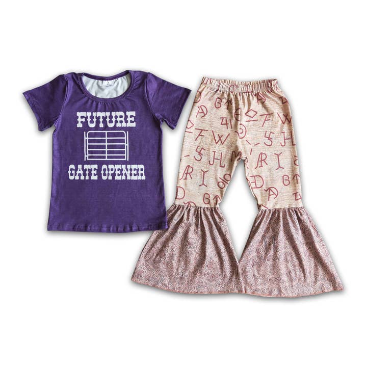 Letter Cattle Bell Bottom Outfits for wholesale by Yawoo Garments