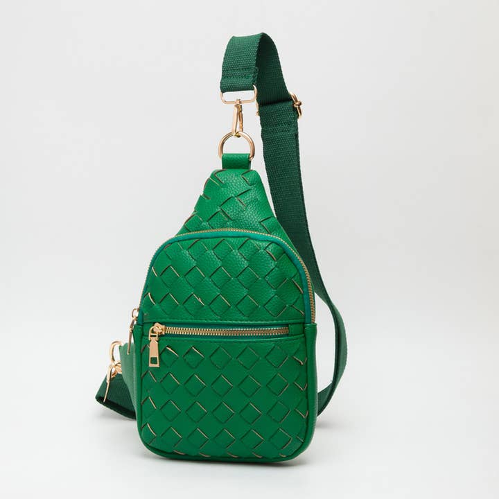 Faux Braided Leather Sling Bag for wholesale by Sensibling Corp.