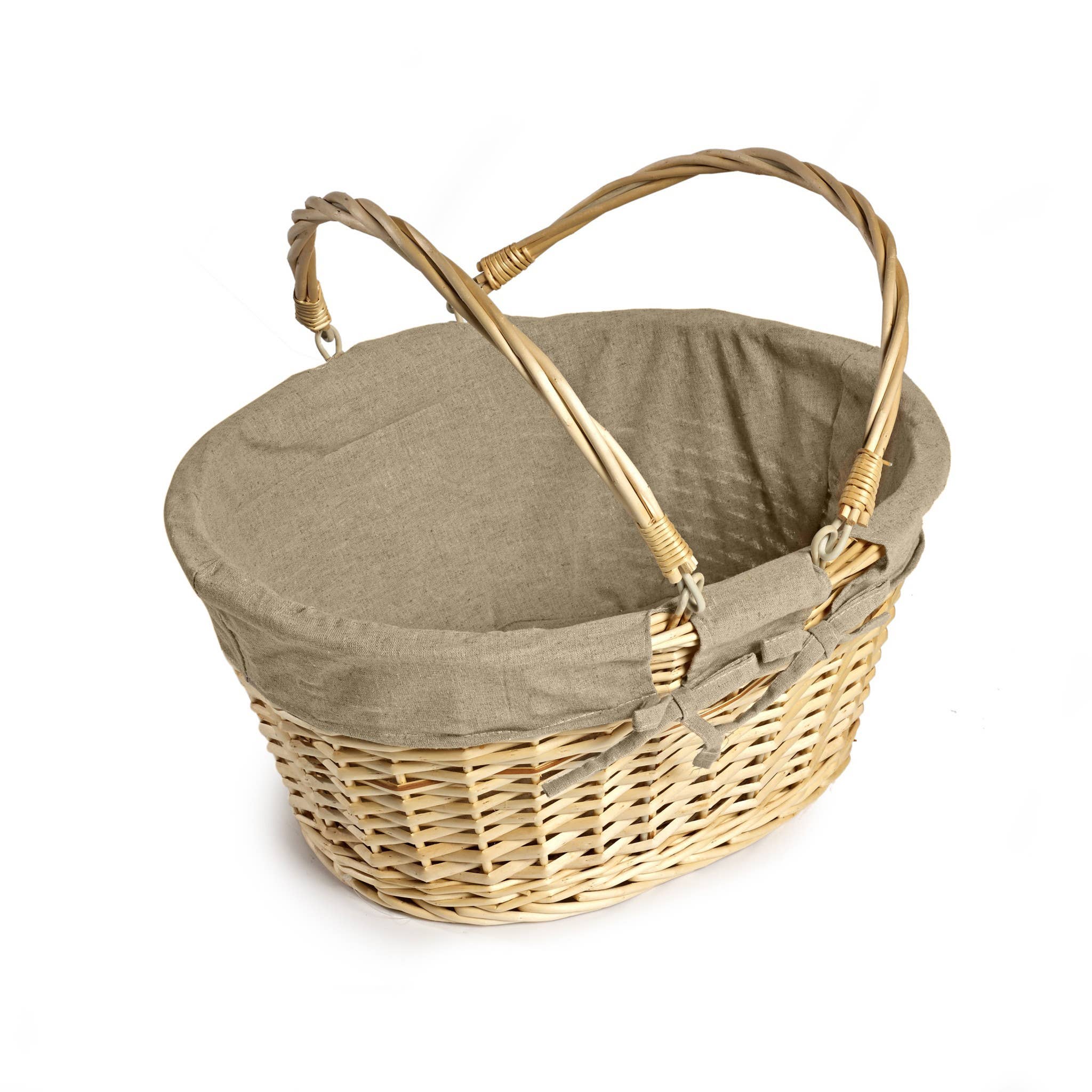 Gadsby – wholesale Grocery/shopping bag – Large Lined Wicker Shopping Basket - Folding Handles - Light0