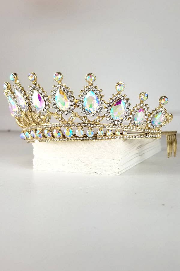 Chicas - Wholesale Tiara - Women's - One Size Fits All Metal Tiara With Jewel Rhinestones HT879-9