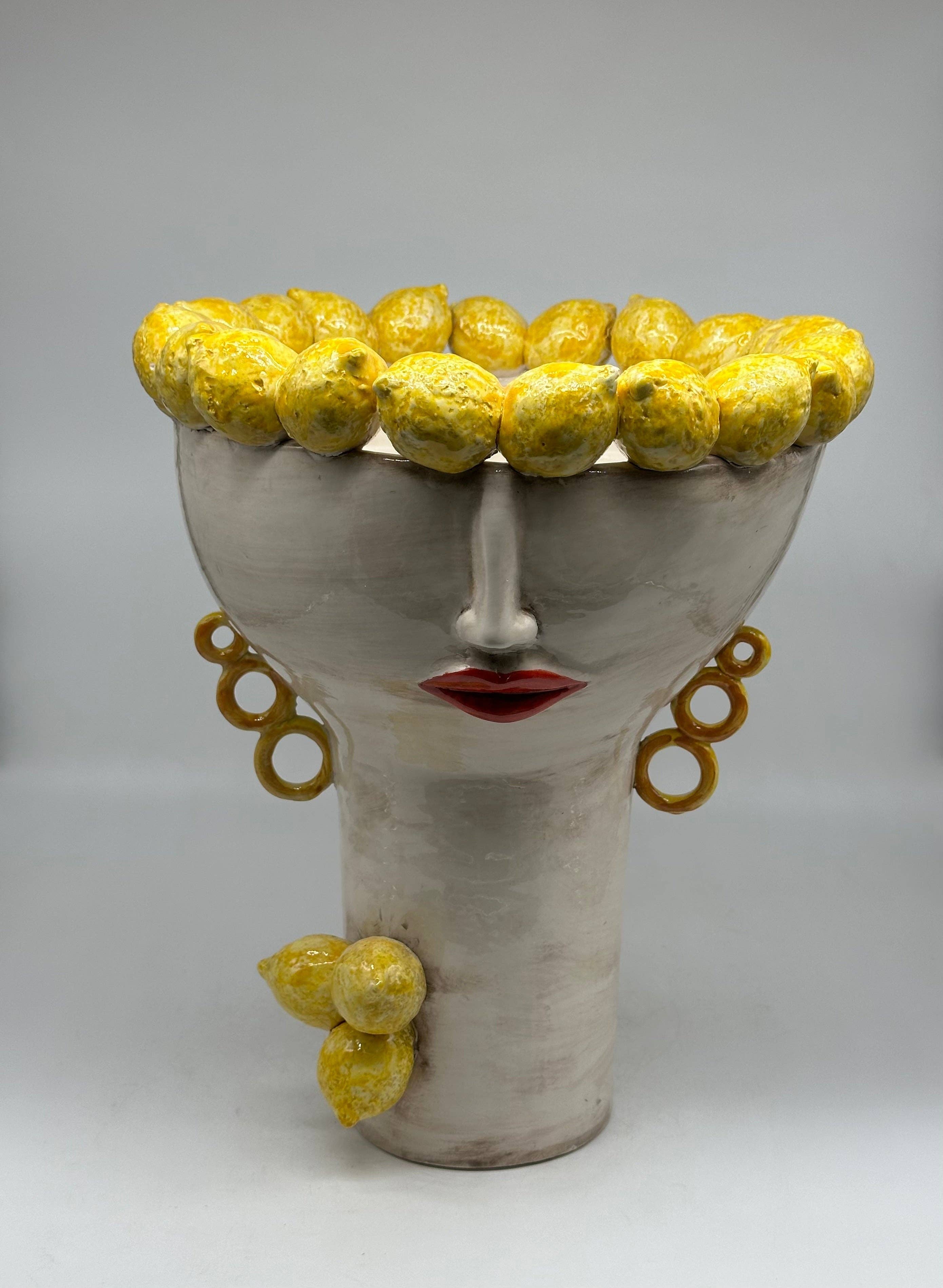 DD Ceramiche Siciliane - Wholesale Vase - Moorish Heads Citrus Ceramic Caltagirone cm H.35 L.28 Handmade3