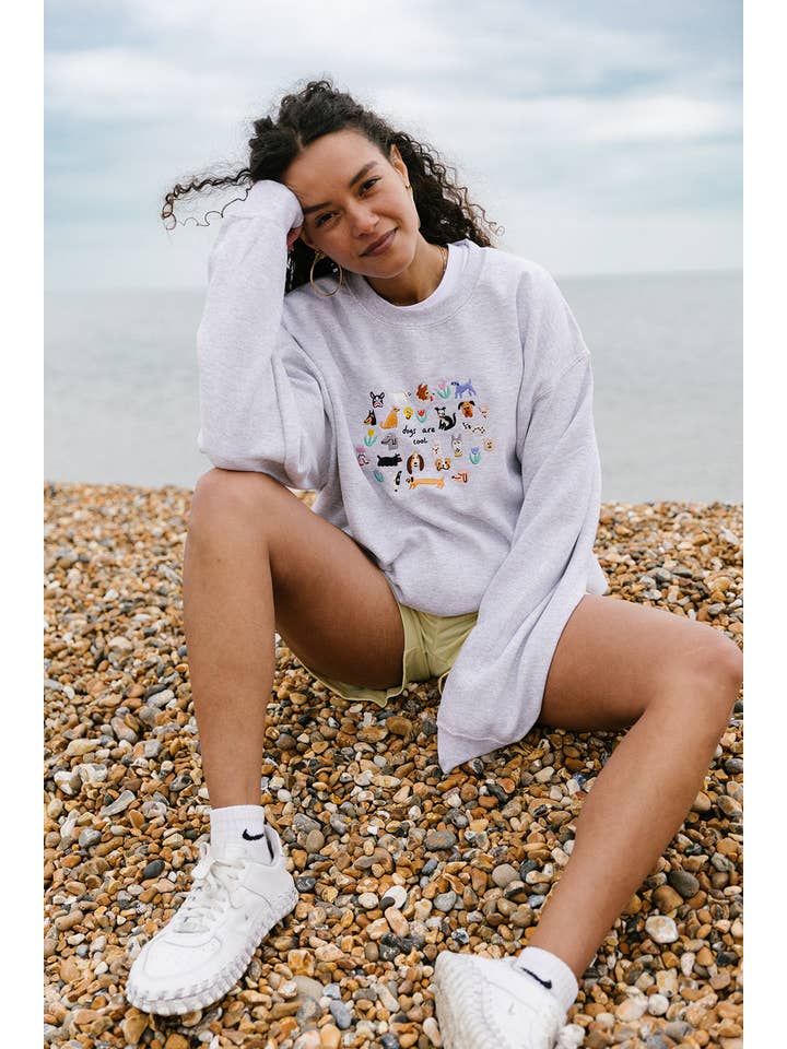 Limpet Store – wholesale Sweatshirt – Women's – Dogs Are Cool Embroidered Sweatshirt4