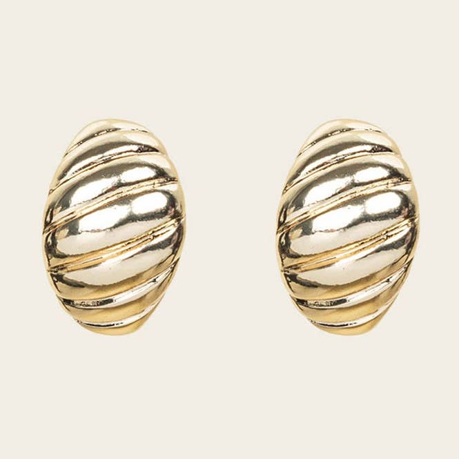 Croissant Dome Clip On Earrings in Gold for wholesale by Aiori